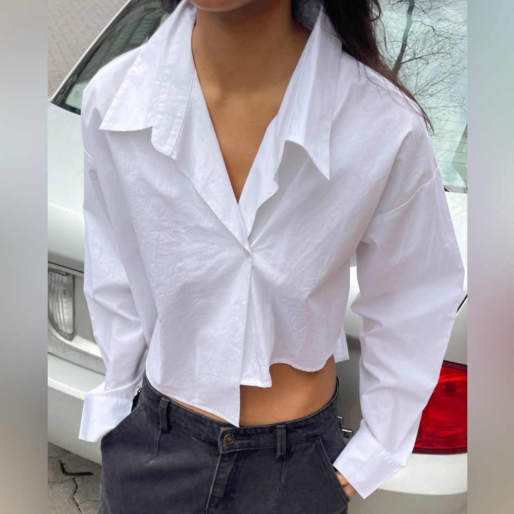 oak + fort asymmetrical hem top